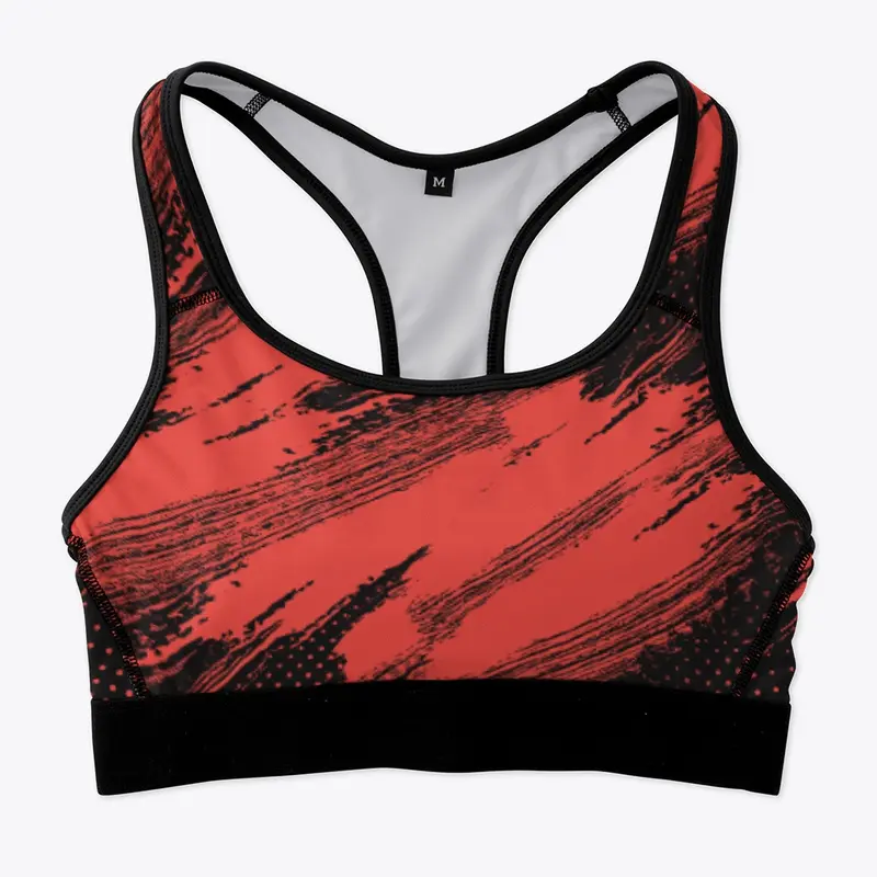 Tomboy sports bra Red on black